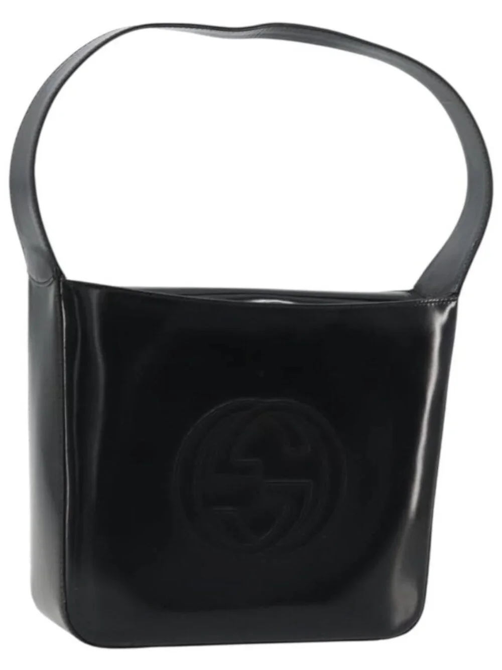 GUCCI Shoulder Bag Patent leather Black Silver 000 1013 0506 Auth 175750